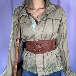 Sage Green Womens Jacket Size M Lace Detail Casual Forest Fairy Cottagecore Boho